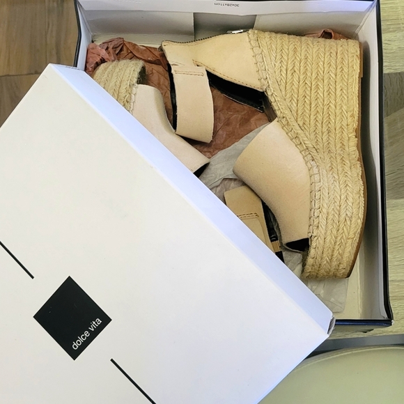 Dolce Vita Straw Women's Platform Wedge Espadrille Sandals. Light pink. Size 8 - Picture 6 of 16